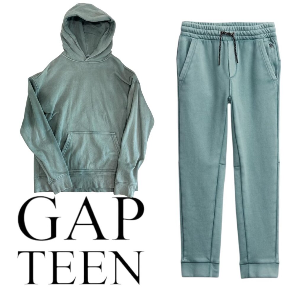 GAP Teen Pullover Hoodie and Pull-On Sweatpants Size L (10) Color District Green